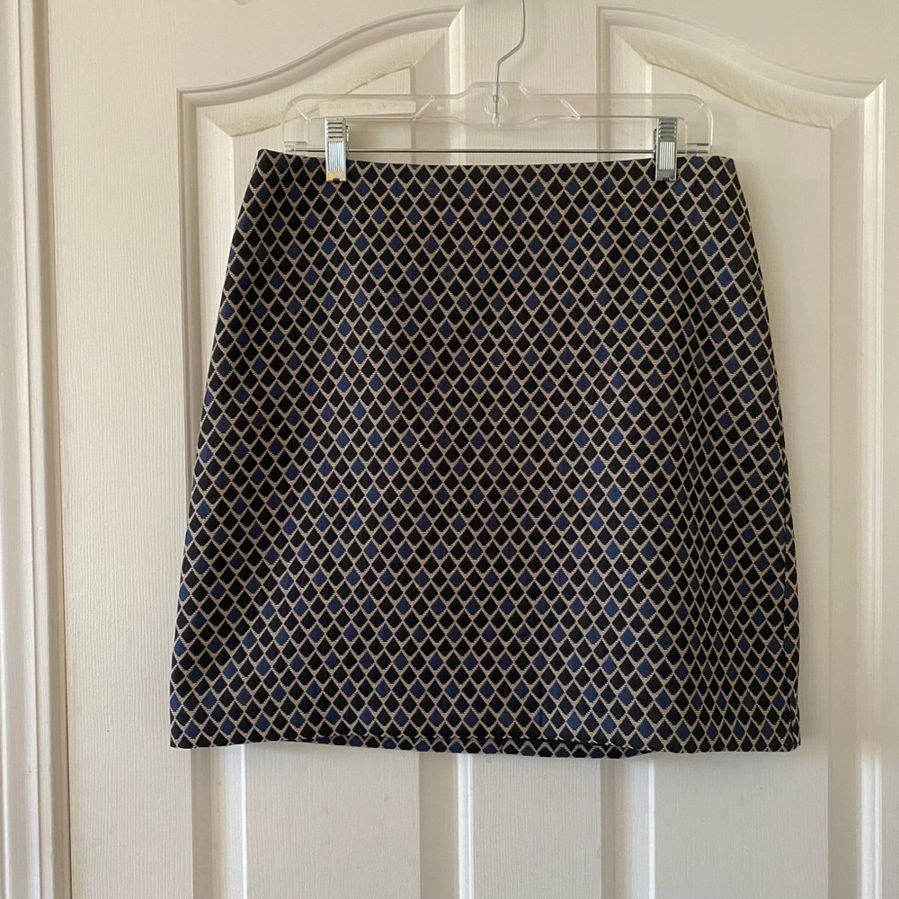 LOFT Black and Tan Patterned Mini Skirt